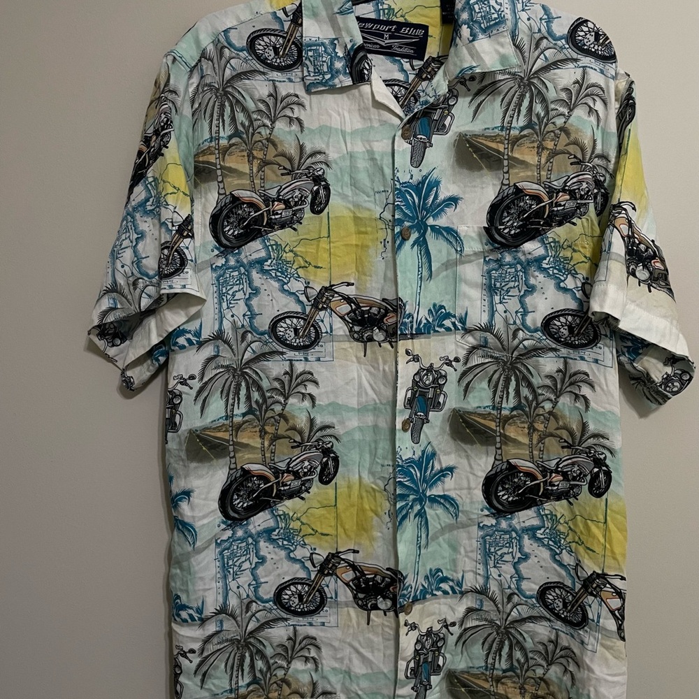New Port Blue Men's Tropical Motorcycle Print 
Size L Caribbean‎ or Resort wear